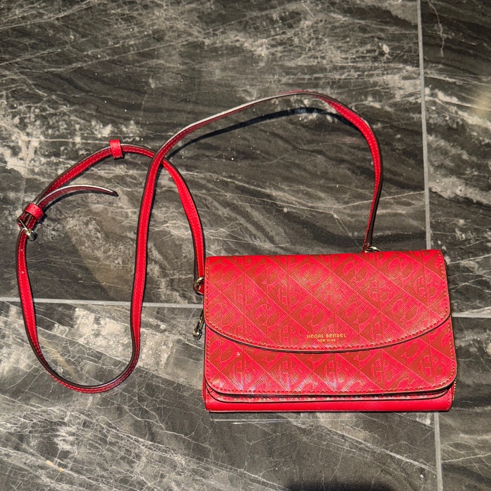 Henri Bendel Red Leather Crossbody Bag / Wallet